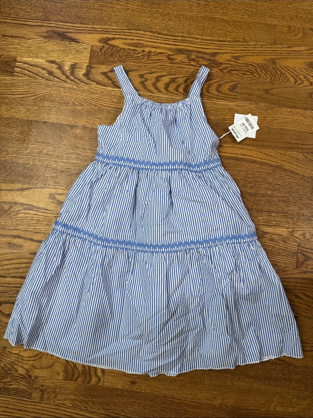 btween Blue and White Striped Tiered Sundress